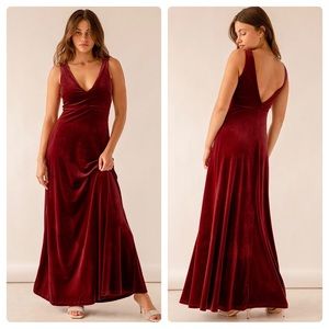 Lulus So Much Magic Berry Red Velvet Maxi Dress | Size XS